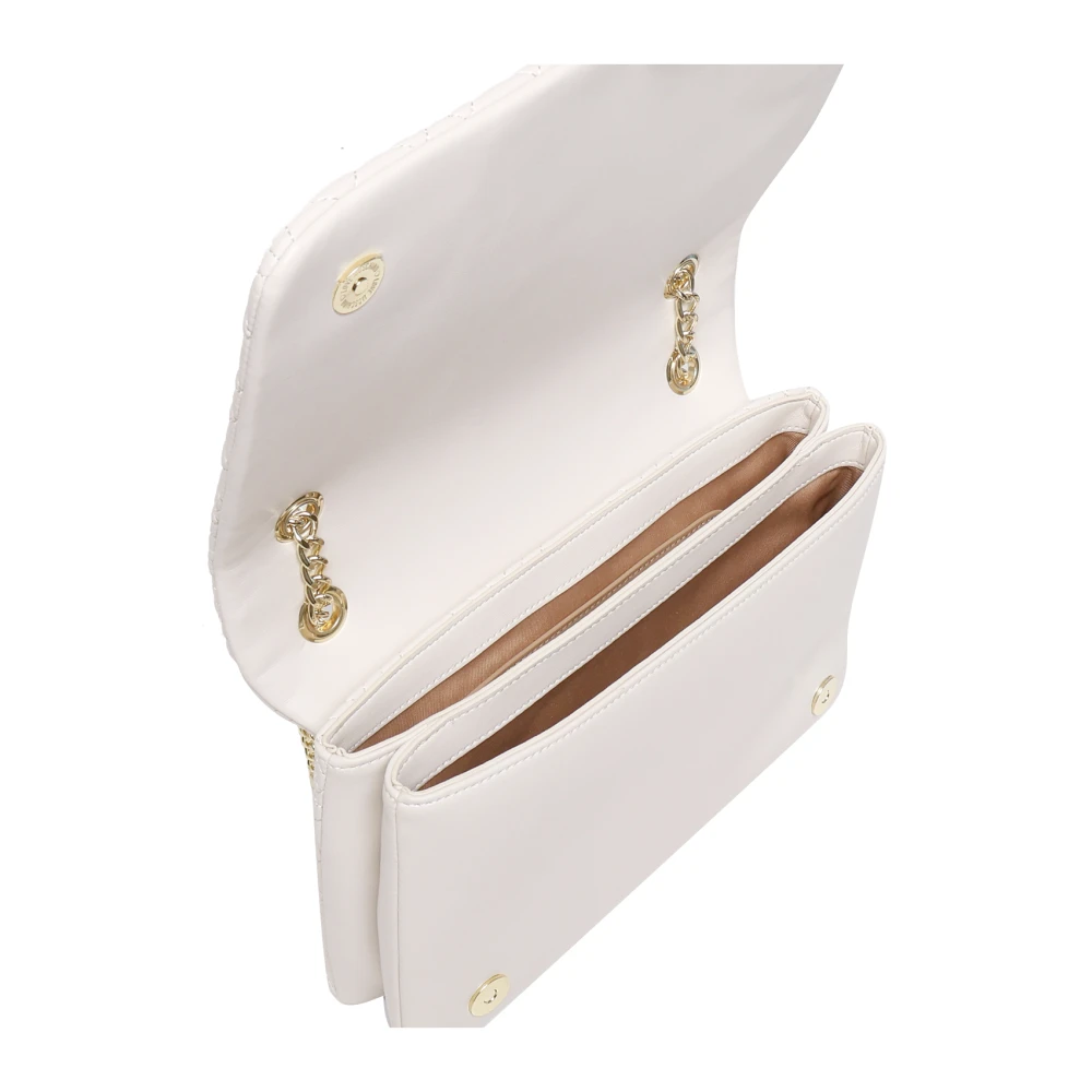 Love Moschino Gewatteerde ivoorkleurige schoudertas met gouden details White Dames