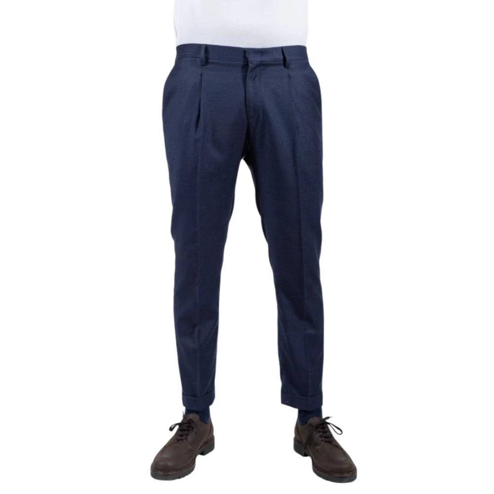 Briglia Blauwe wollen broek met plooien Blue Heren