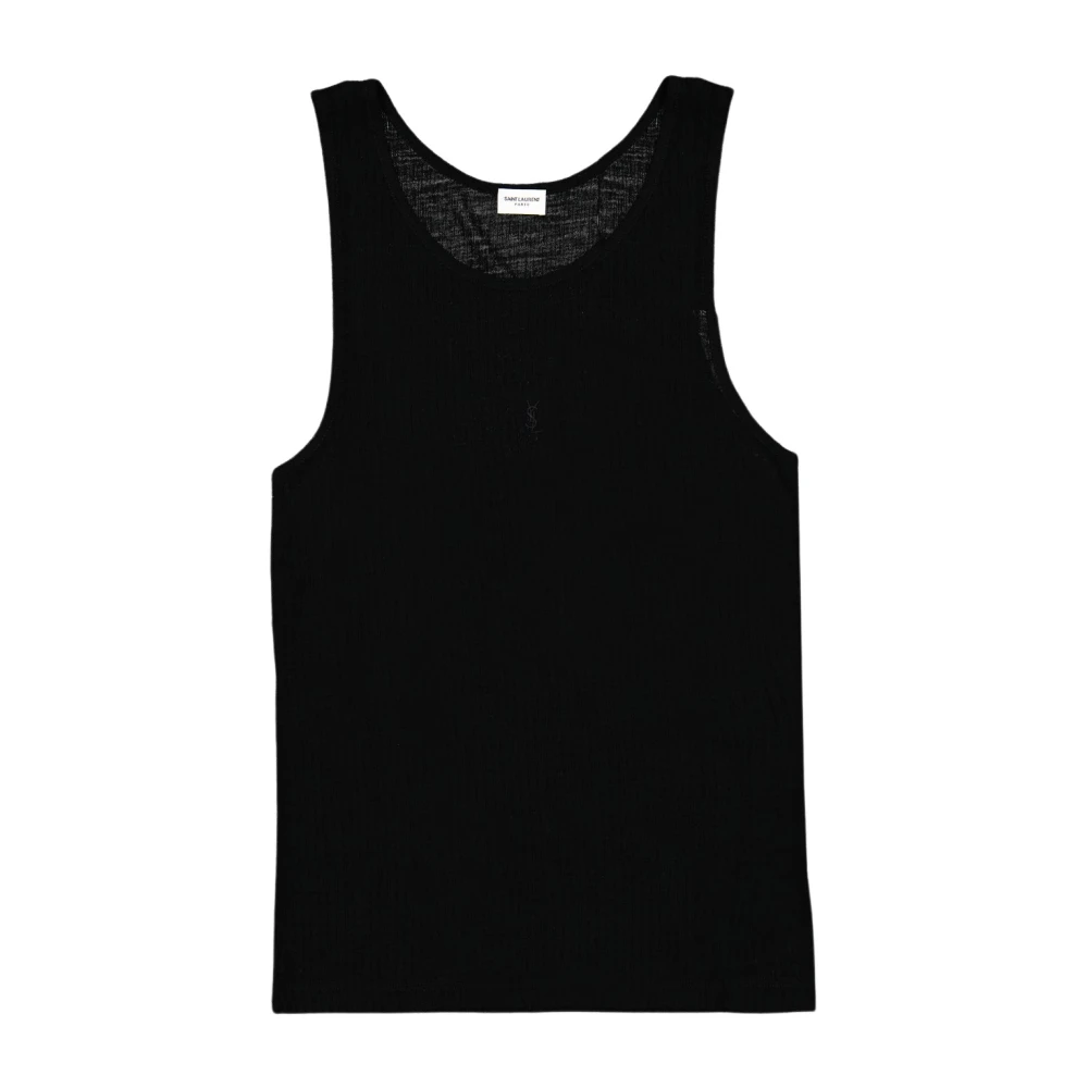 Saint Laurent Mouwloze Logo Tanktop Black Heren