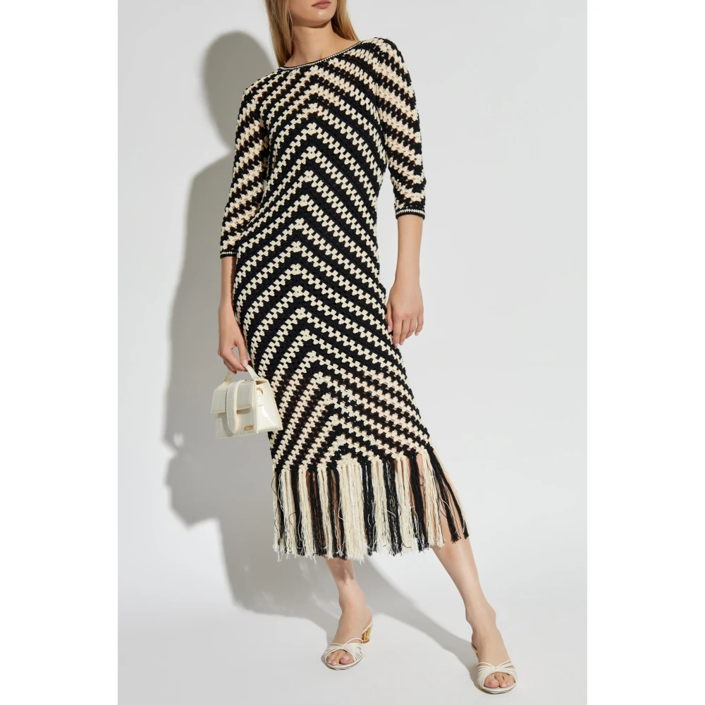 Zimmermann Gehaakte jurk met franjes Black Dames