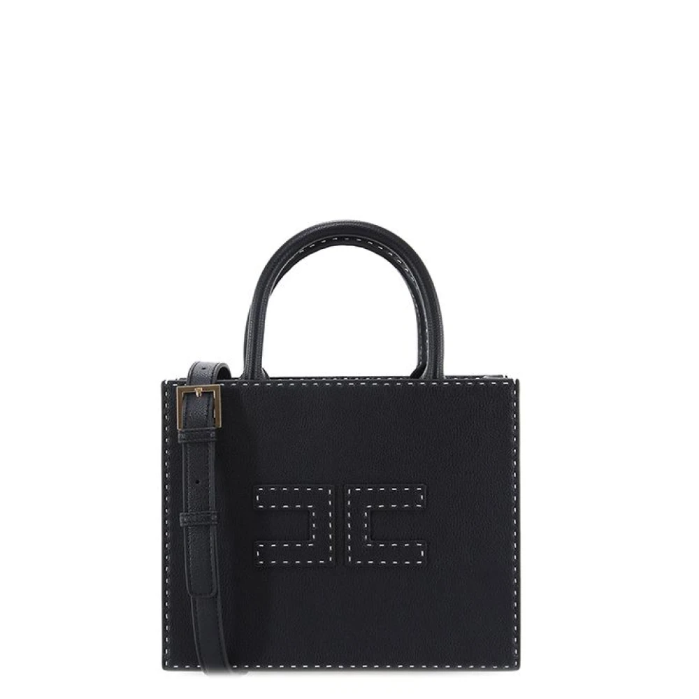 Elisabetta Franchi Zwarte Schoudertas van Kunstleer Black Dames