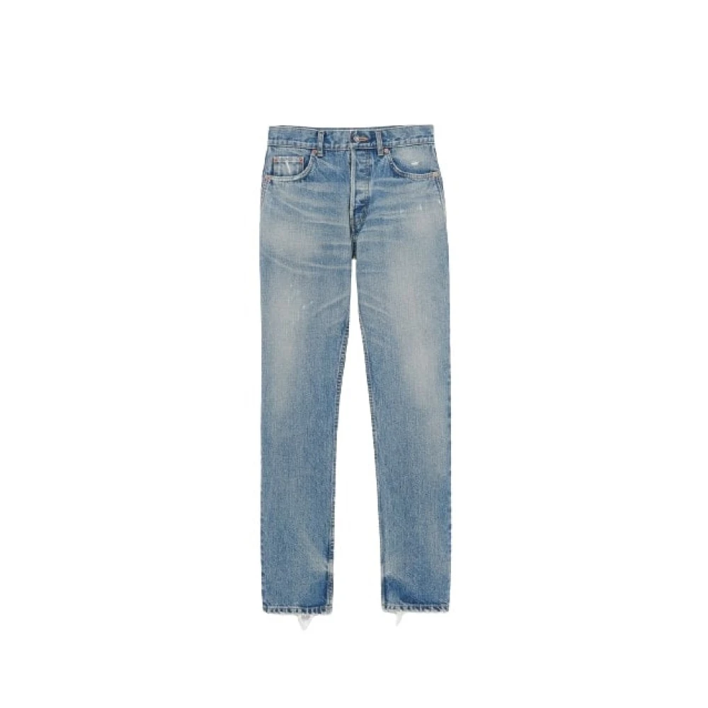 Saint Laurent Straight-Leg Blue Denim Jeans Blue Heren