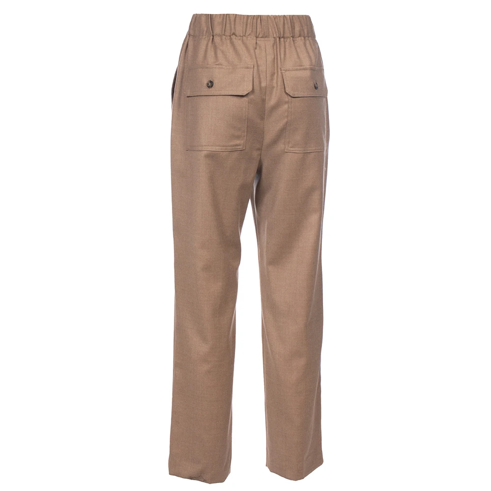 Max Mara Weekend Comfort Flanel Wol Broek Brown Dames