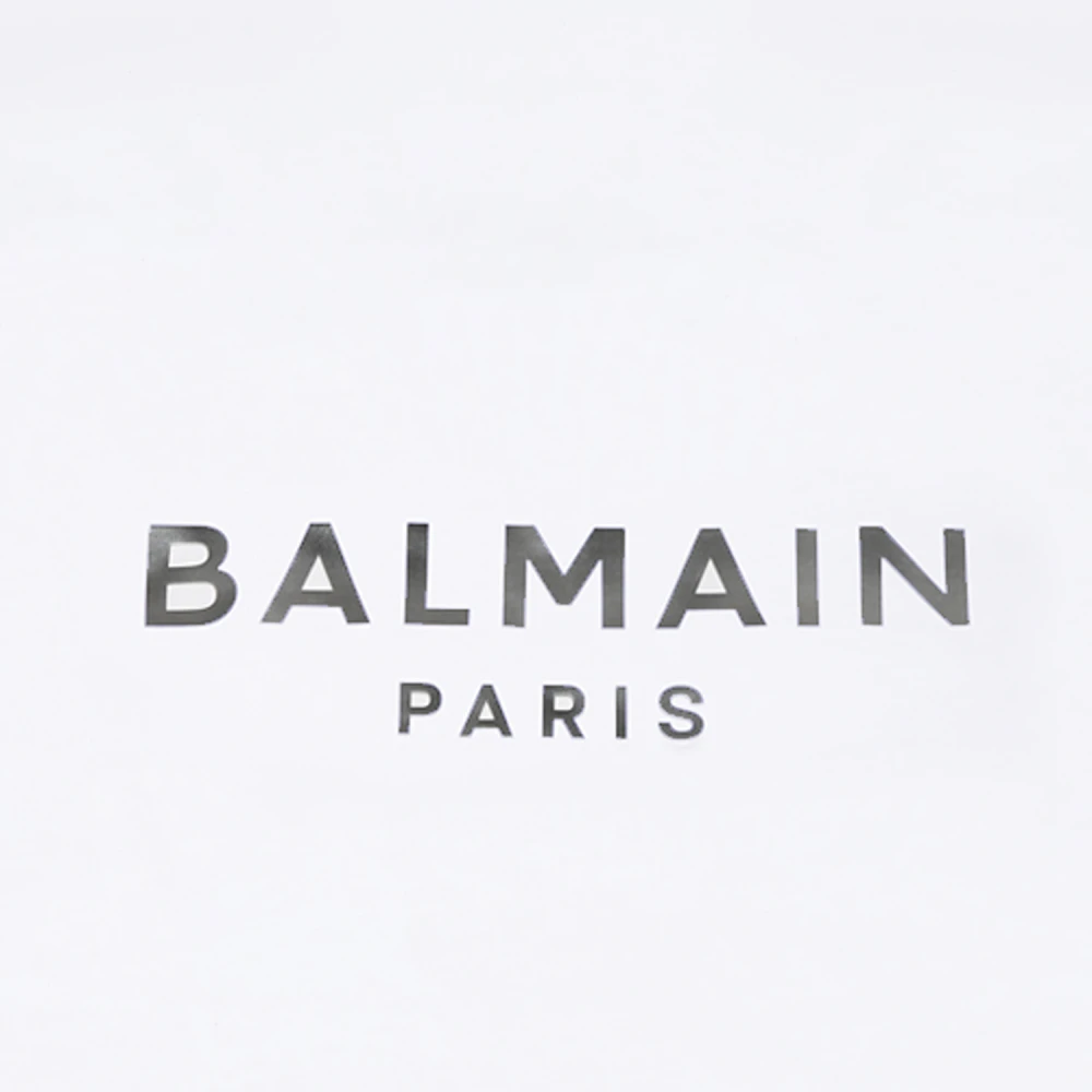 Balmain Wit Katoenen Deken met Zilveren Logo White Unisex