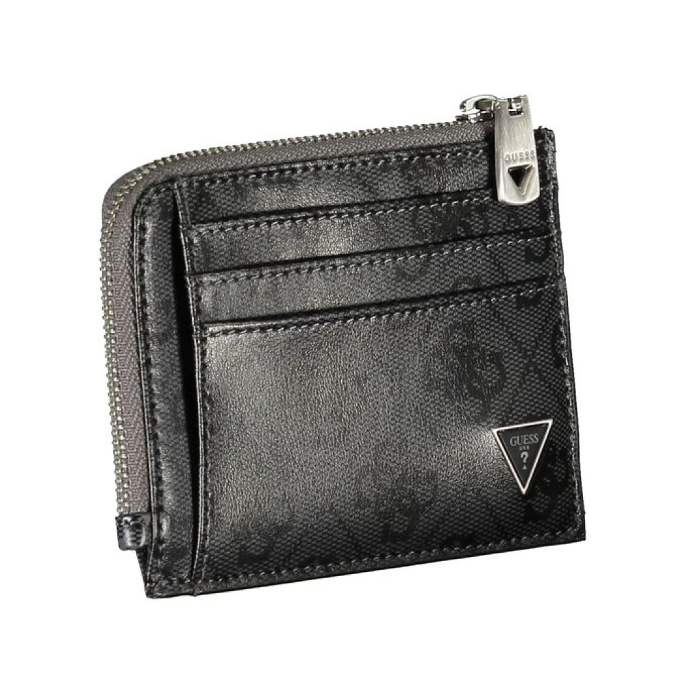 Guess Elegante zwarte leren portemonnee met contrasterende accenten Black Heren