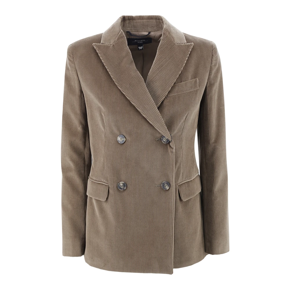 Max Mara Weekend Gestreepte Fluweel Blazer Brown Dames