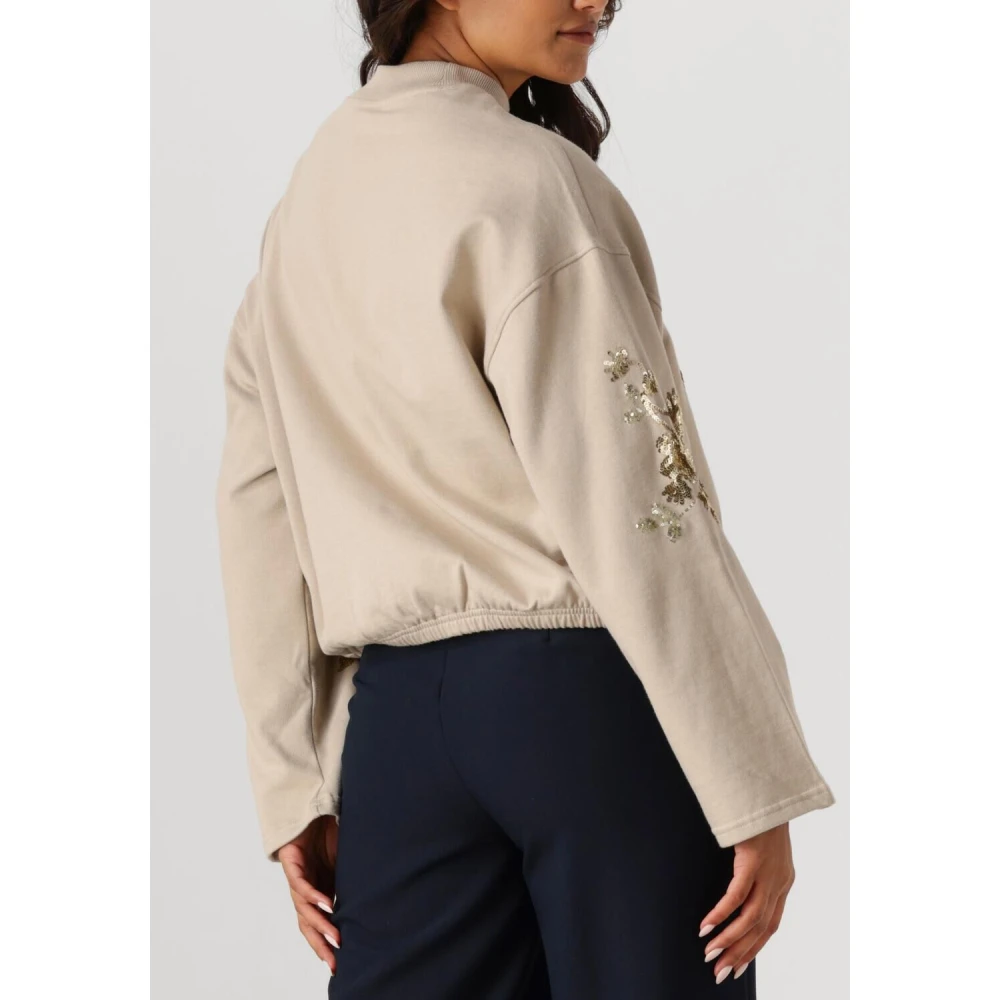 Summum Woman Beige Embellished Cropped Sweater Beige Dames
