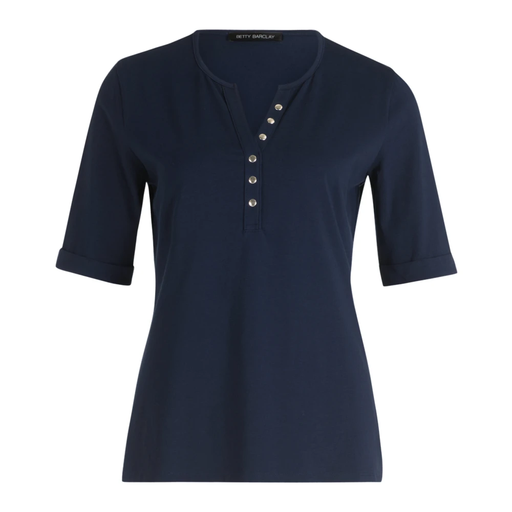 Betty Barclay Geblokt Basic Shirt Blue Dames