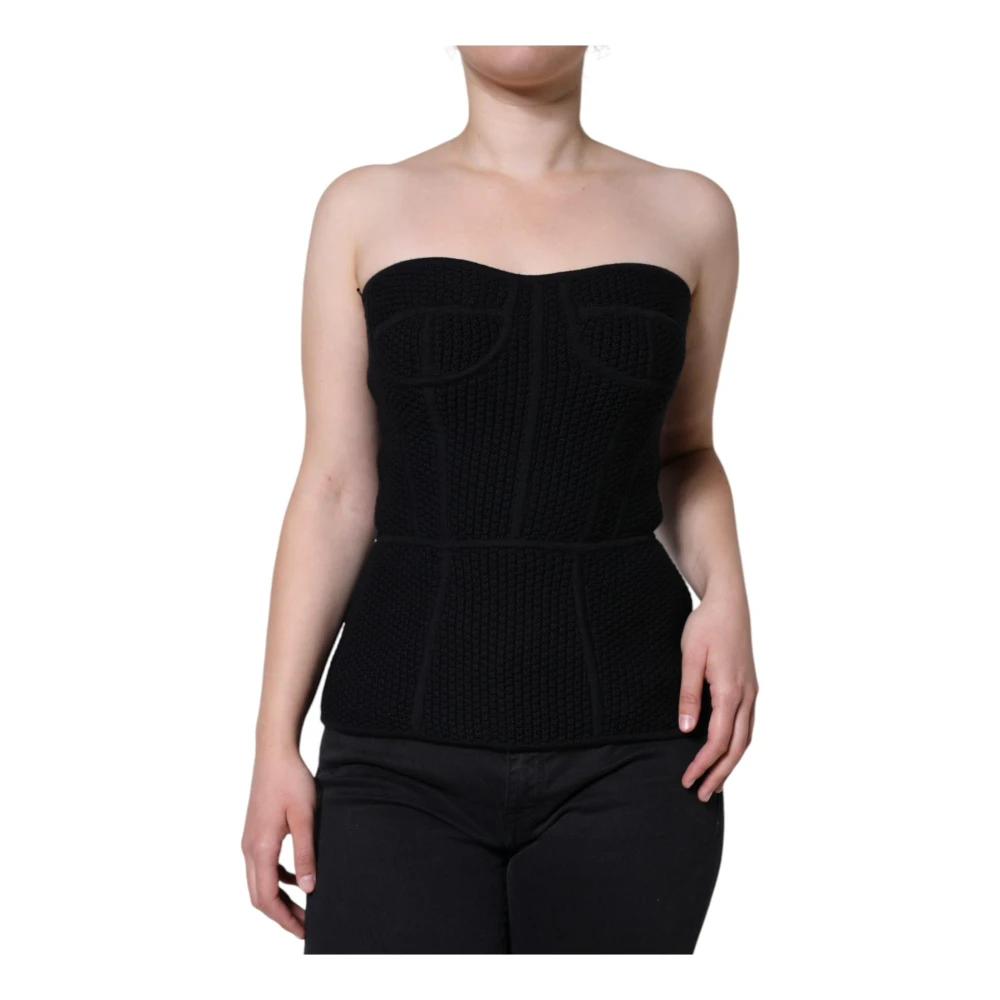Dolce & Gabbana Women's Black Sleeveless Corset Blouse Top