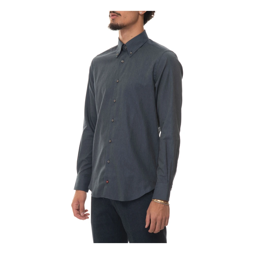 Càrrel Flanellen Button-Down Casual Overhemd Blue Heren