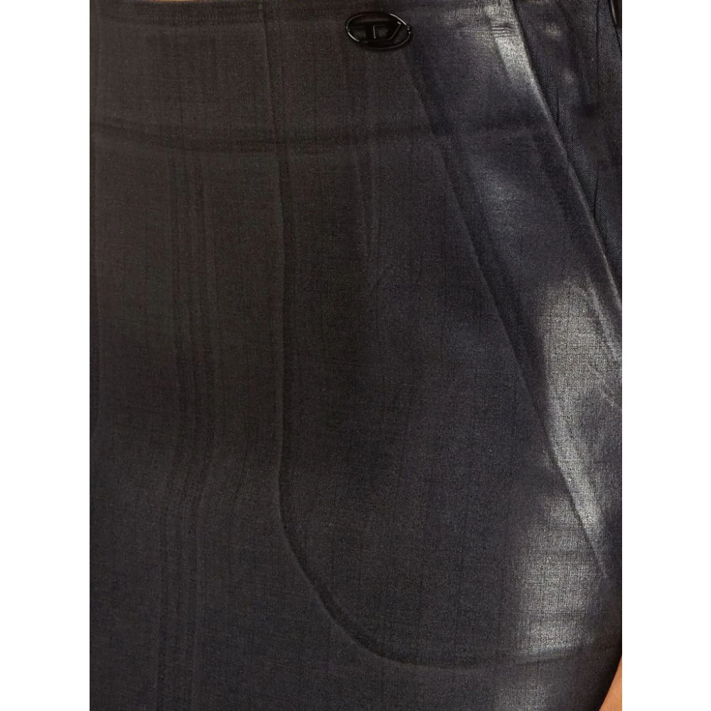 Diesel Faux-Leren Midi Rok Zwart Black Dames