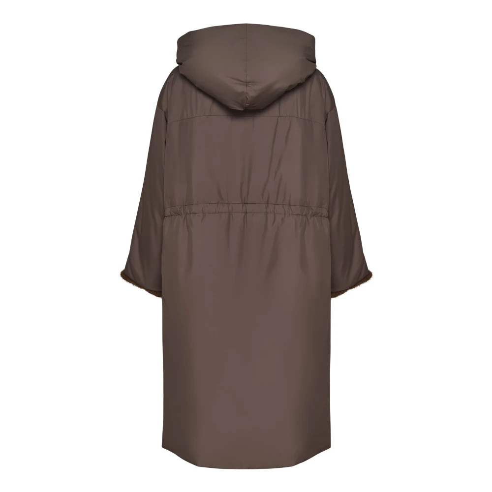 Cesare Gaspari Oversized gewatteerde jas met capuchon en nepbont manchetten Beige Dames