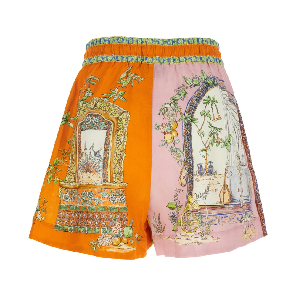 Alemais Multicolor Linnen Grafische Print Elastische Taille Shorts Multicolor Dames