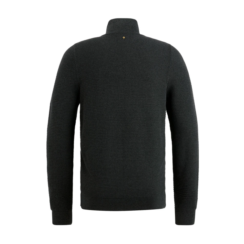 PME Legend Halve Rits Katoen Mouline Pullover Black Heren