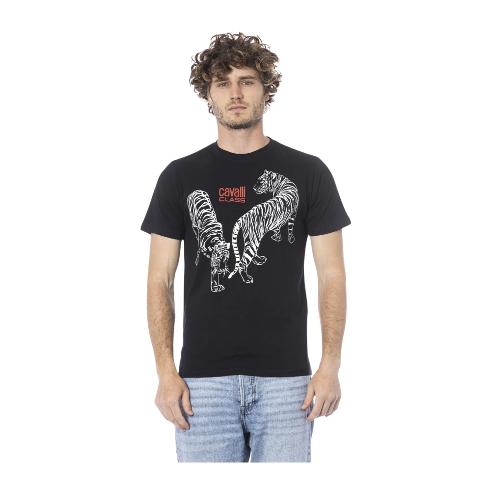 Cavalli Class Casual Stijl Logo Print T-Shirt Black Heren