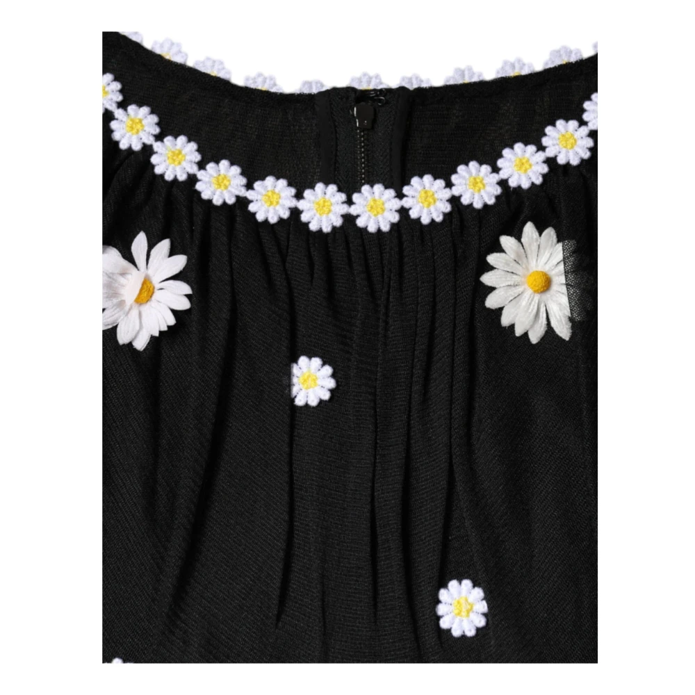 Dolce & Gabbana Zwarte Zijden Daisy Maxi Jurk Black Dames