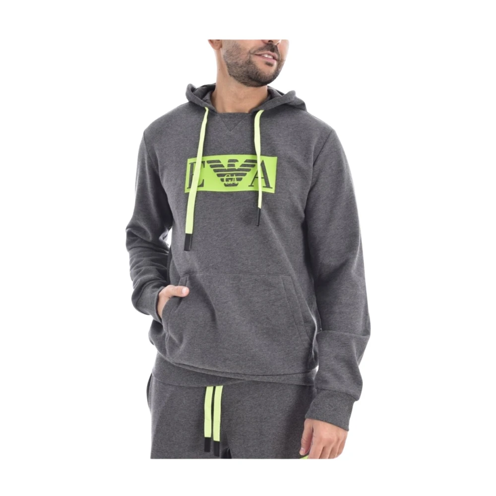 Emporio Armani Katoenen hoodie met logoprint Gray Heren