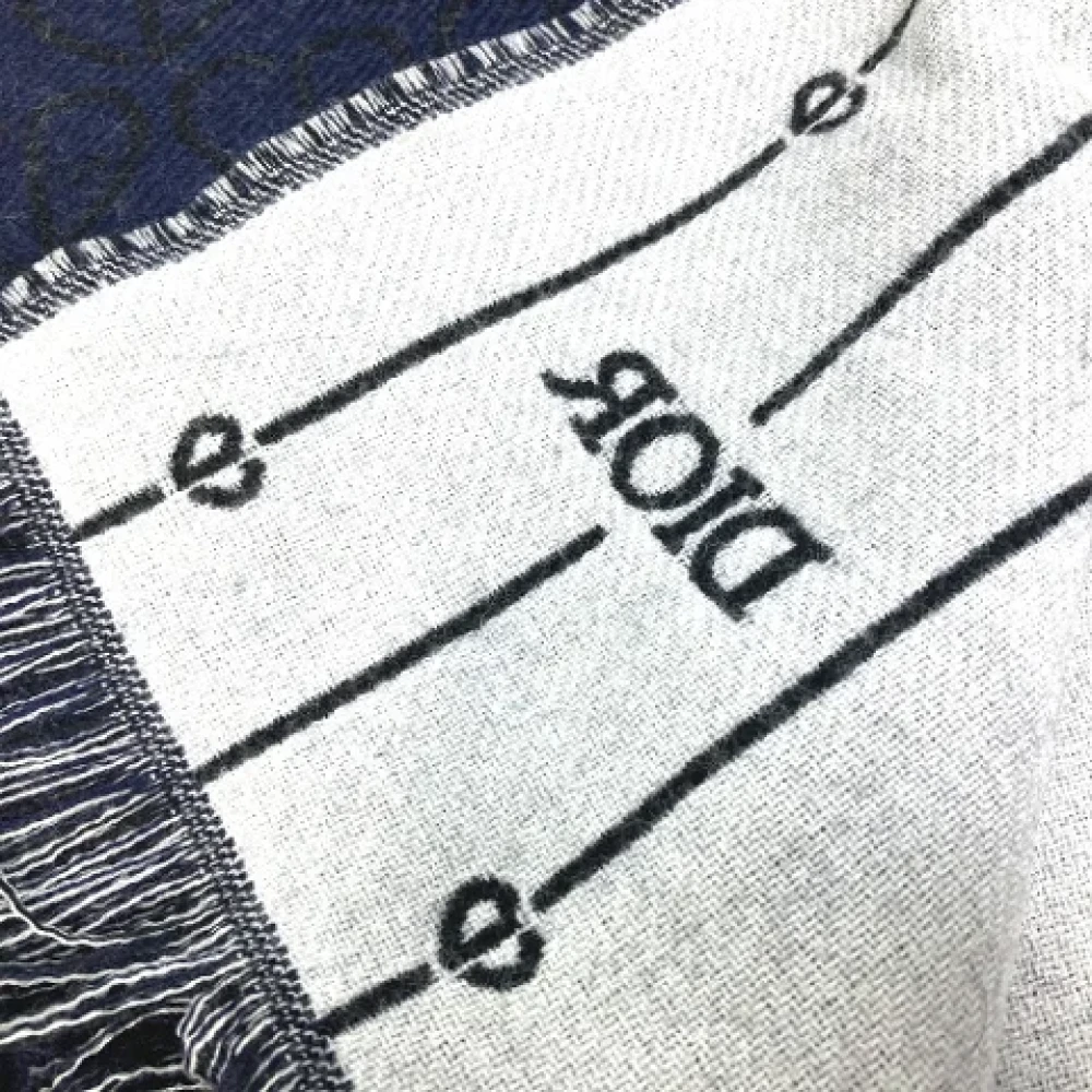 Dior Vintage Pre-owned Wool scarves Blue Dames