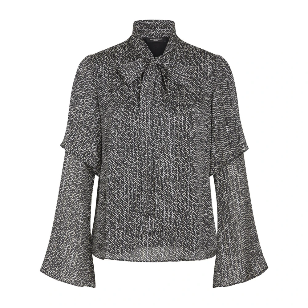 Bruuns Bazaar Zwarte Print Blouse met Glitterdetails Gray Dames