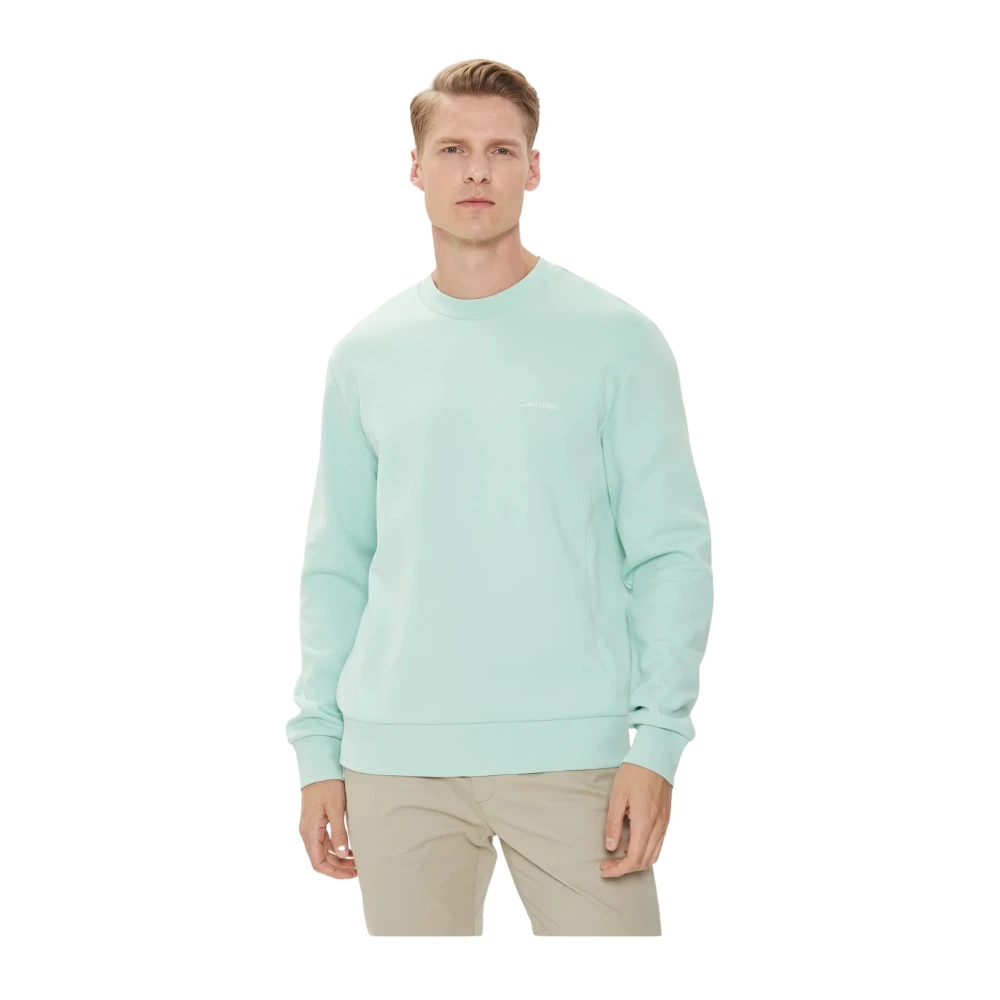 Calvin Klein Groene Katoenen Sweatshirt Rechte pasvorm Blue Heren