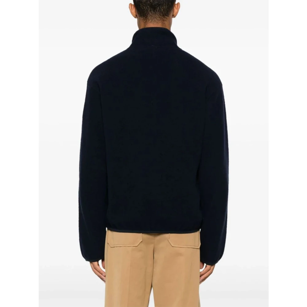 Sunflower Navy Wol Zip Sweater Blue Heren