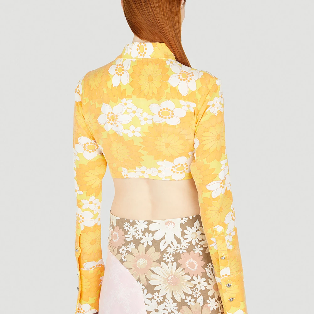 Rave Review Bloemen Cropped Shirt Multicolor Dames