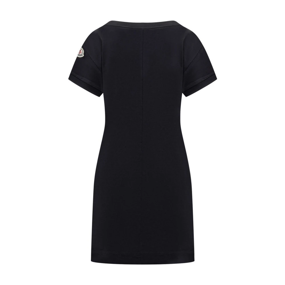 Moncler Blauwe Katoenen Logo Mini Jurk Black Dames