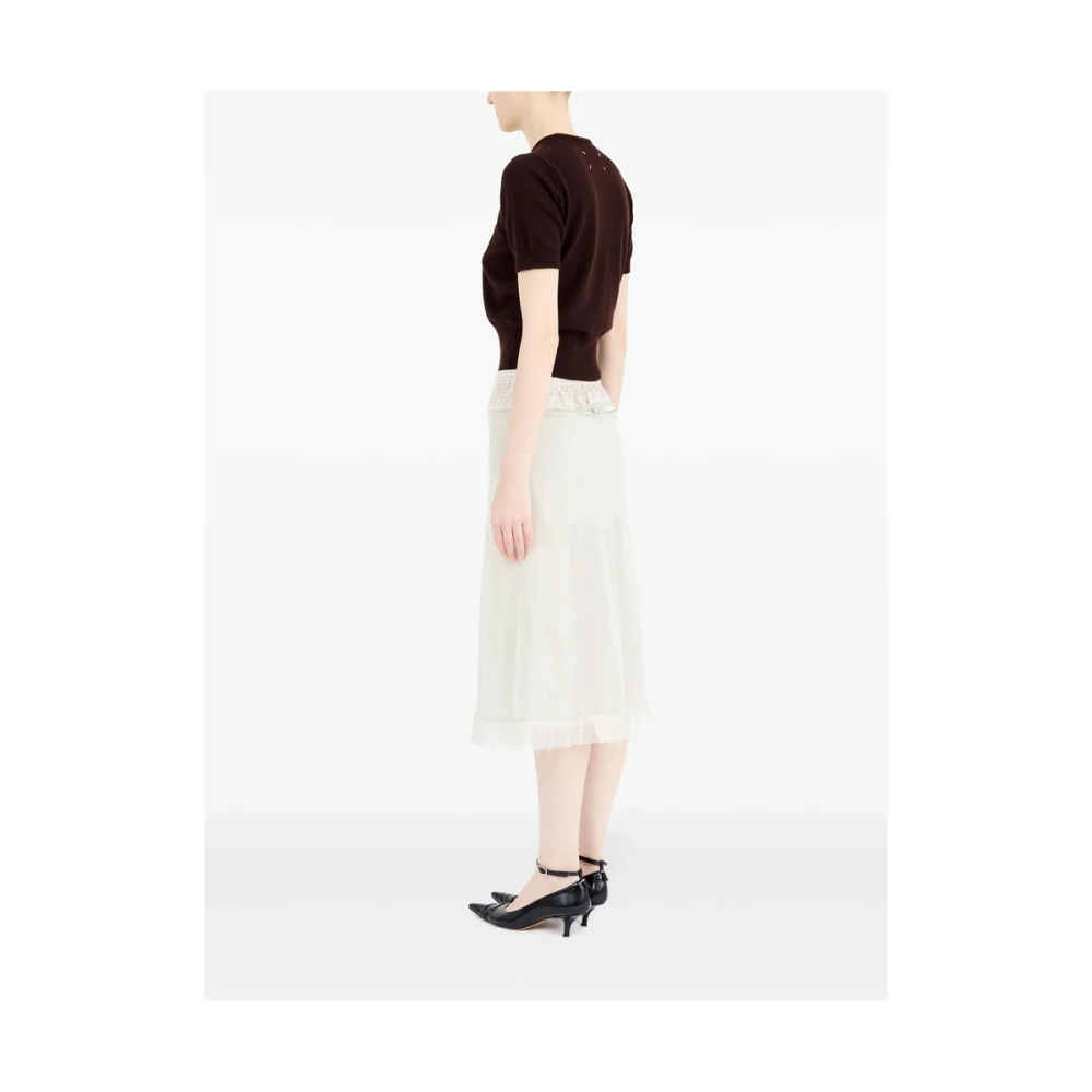 Maison Margiela Geruite Patroon Ruche Zoom Rok White Dames