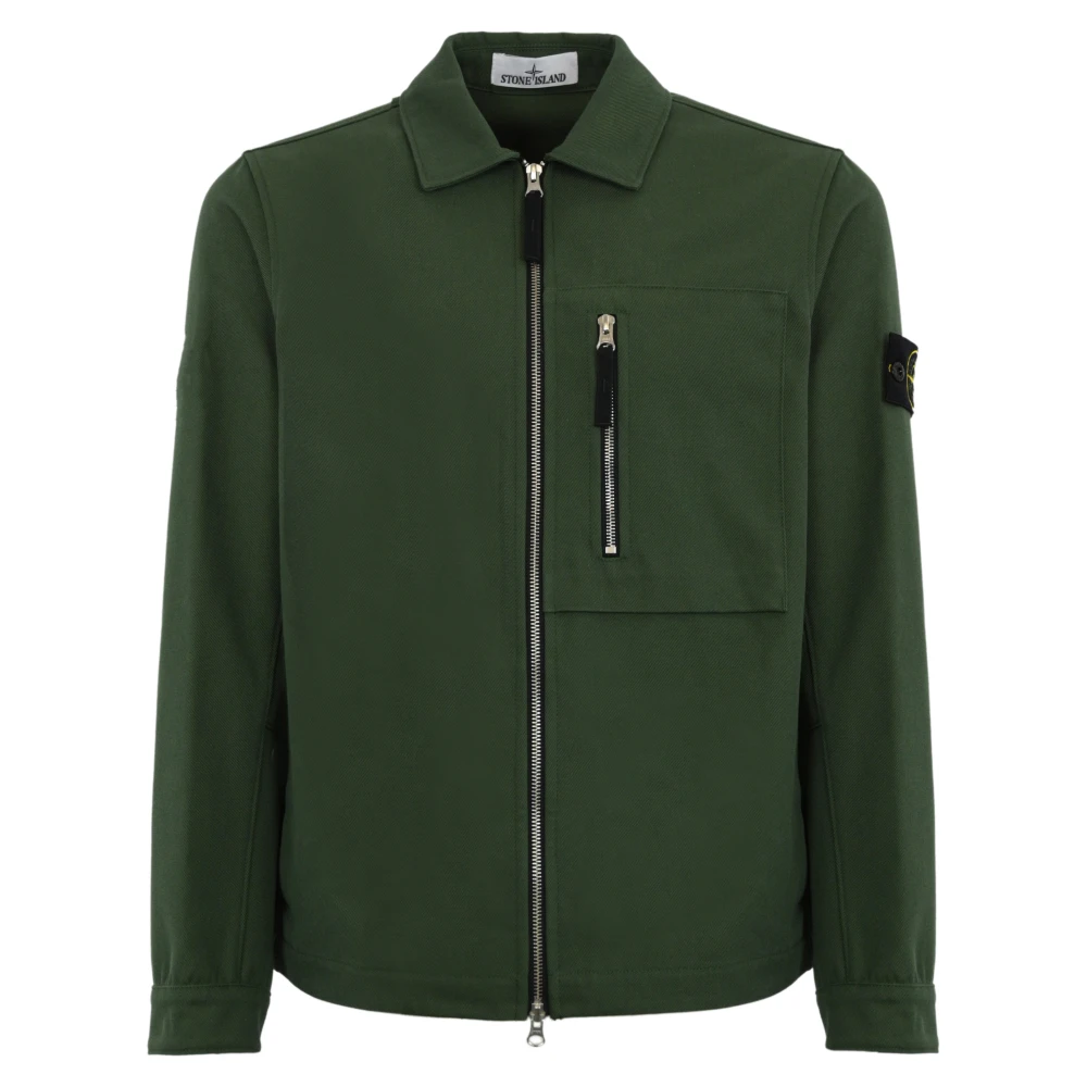 Stone Island Groene Nylon Katoenen Jas Green Heren