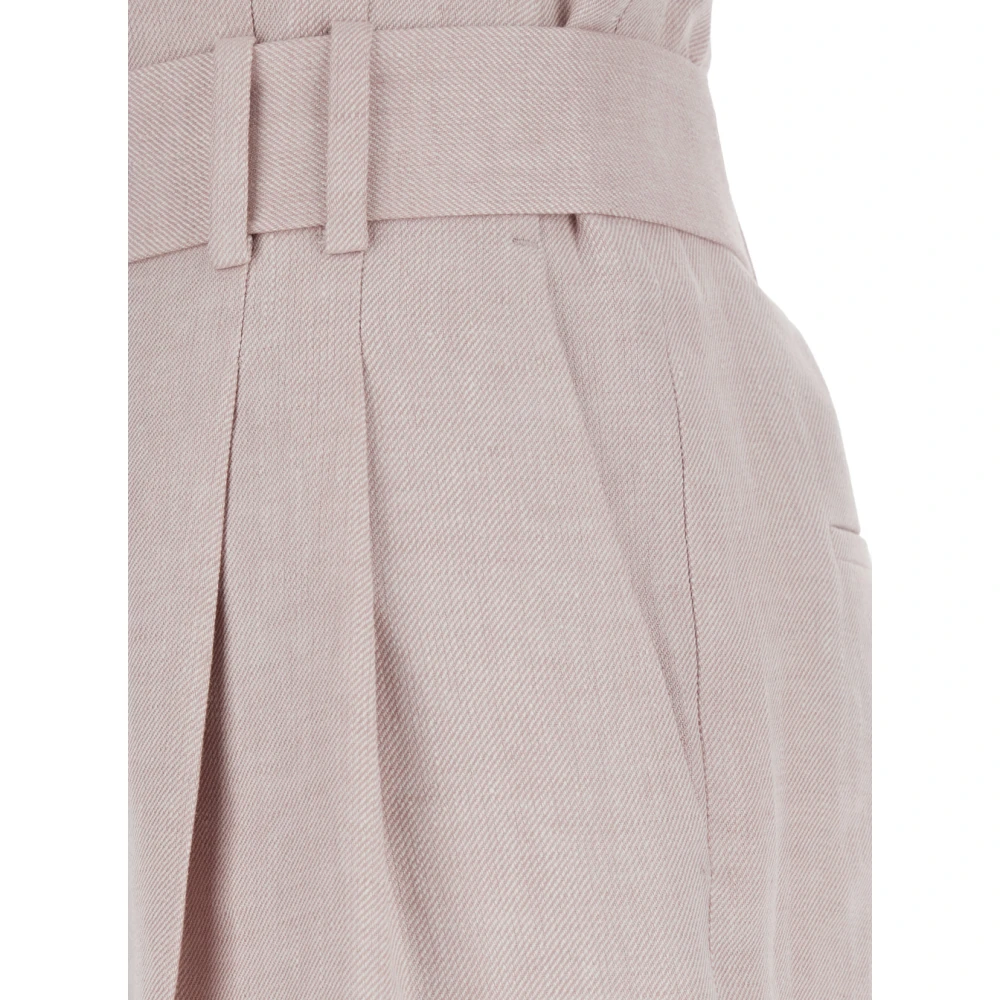 Eleventy Lila Linnen Broek met Plooien en Taille Riem Purple Dames