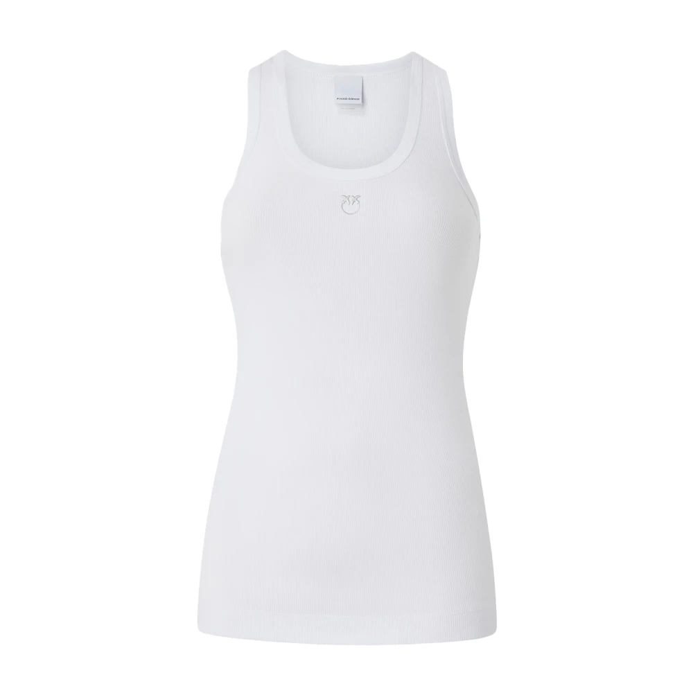 Pinko Women's White Sleeveless Tops, Xs, Sleeveless Calculator Tank Top