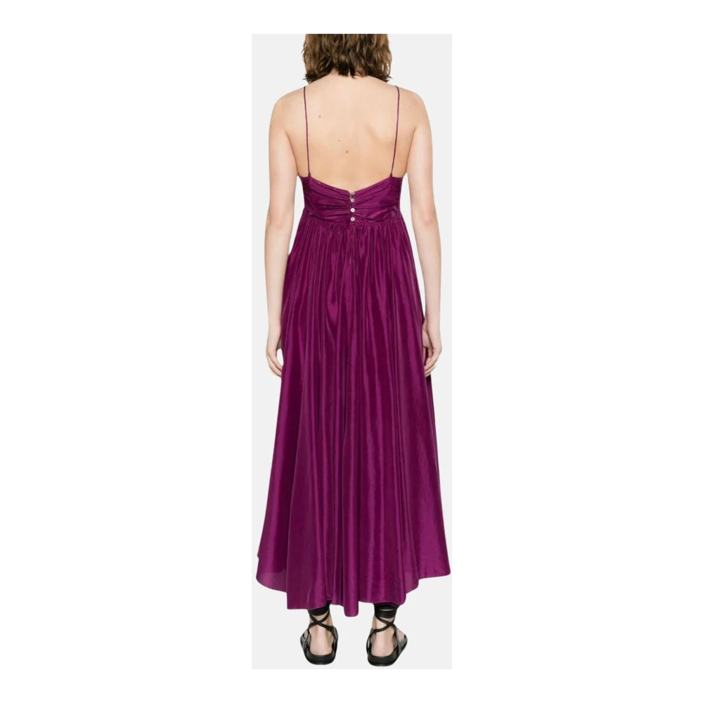 Forte Zijden Empire-stijl jurk met dunne bandjes Purple Dames