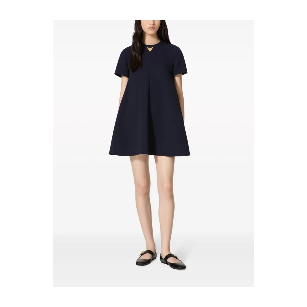 Valentino Blauwe VGold Detail Cut-Out Jurk Blue Dames