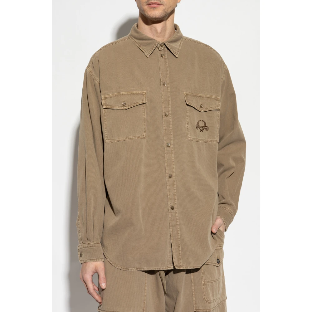 Moschino Shirt met logo Beige Heren