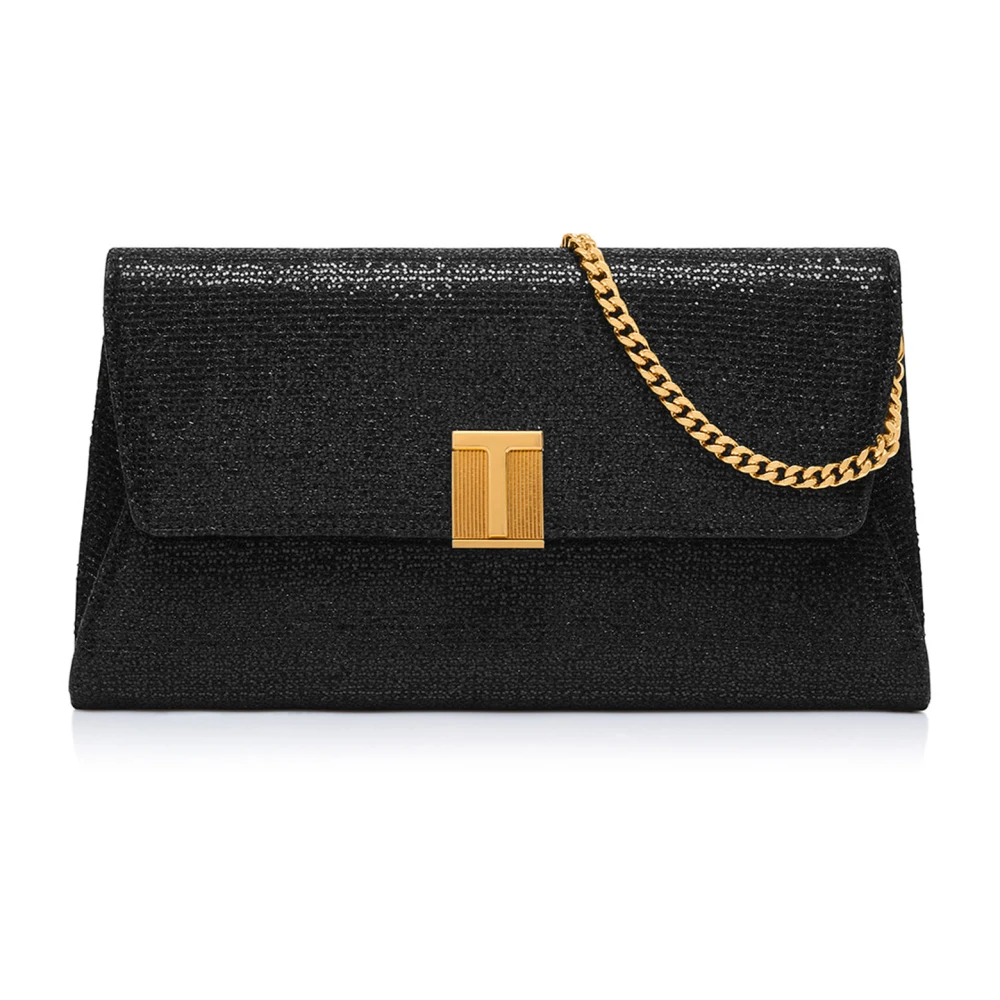 Tom Ford Svart läder crossbodyväska Black, Dam