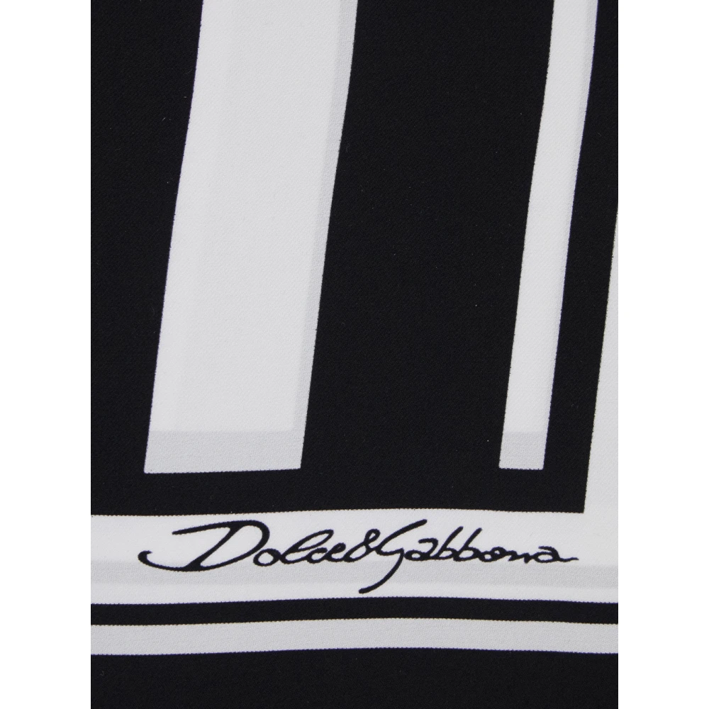 Dolce & Gabbana Gestreepte Logo Zijden Sjaal Black Heren