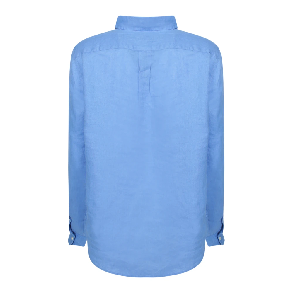 Polo Ralph Lauren Blauw linnen overhemd met iconisch logo Blue Dames