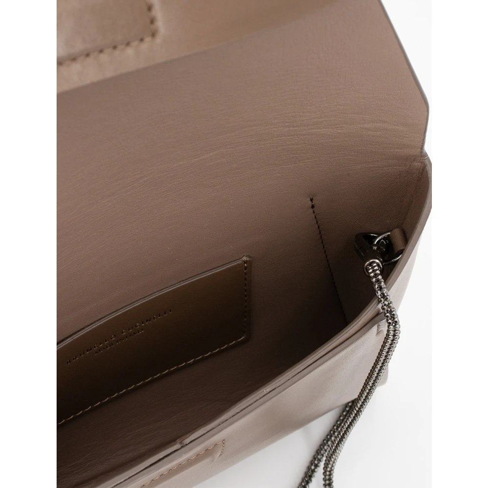 BRUNELLO CUCINELLI Envelop Leren Tas met Sieraden Riem Brown Dames