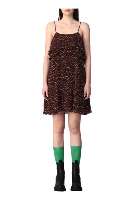 brown-polka-dot-mini-dress
