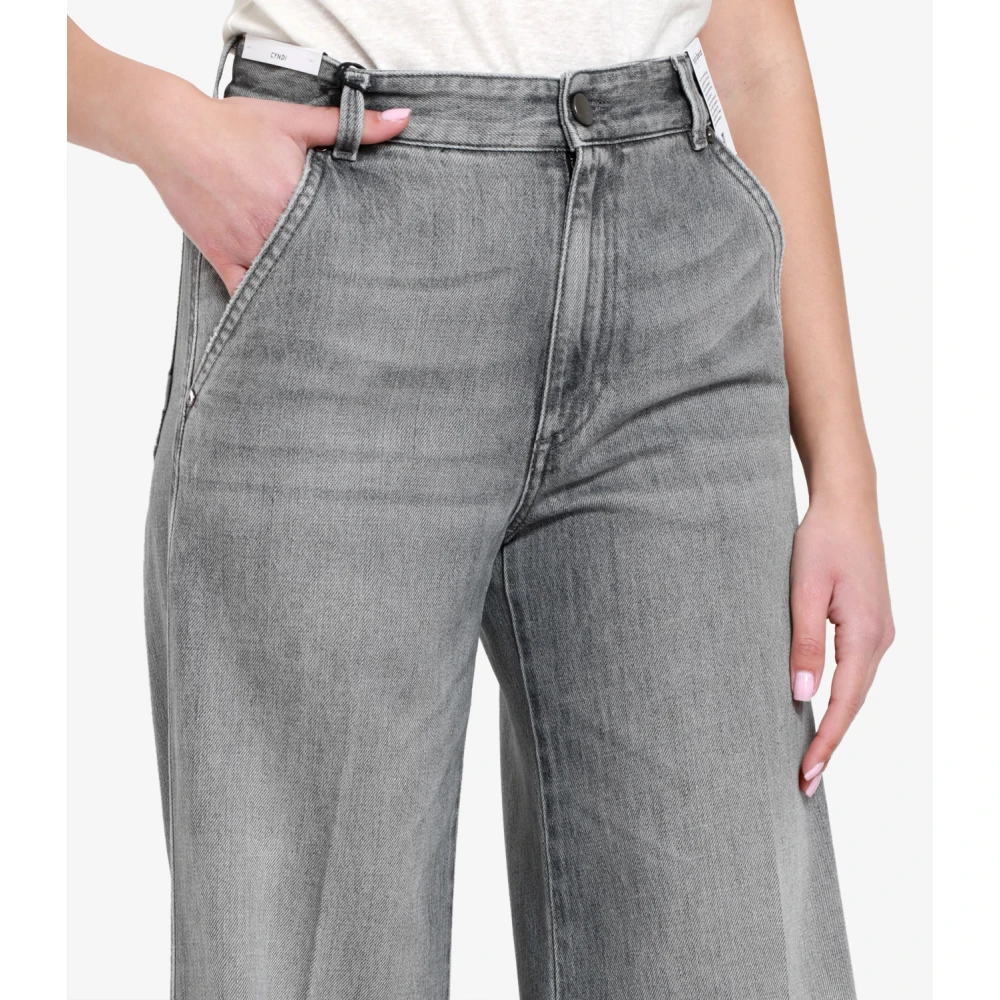 PT Torino Hoge Taille Wijde Pijp Denim Jeans Gray Dames