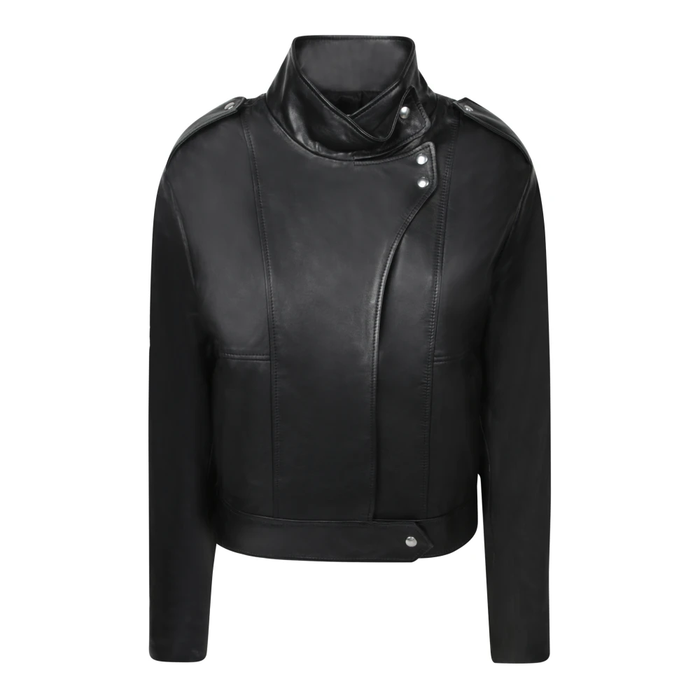IRO Elegante Zwarte Leren Dahlia Jas Black Dames