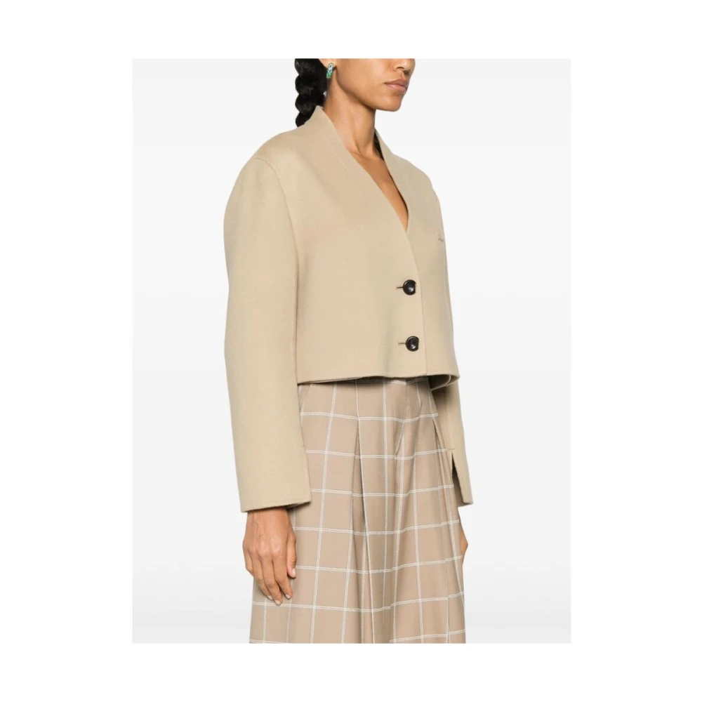 Del Core Beige Wol-Kasjmier Jas met V-Hals Beige Dames
