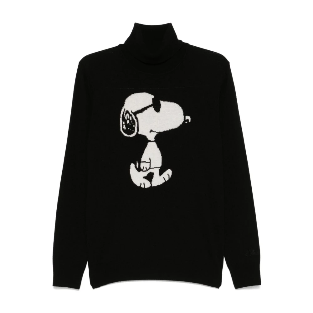 MC2 Saint Barth Zwarte Trui met Snoopy Motief Black Heren