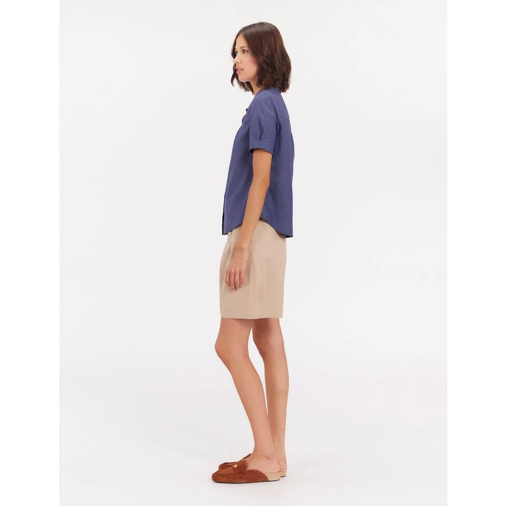 Ines De La Fressange Paris Blauwe korte mouwen blouse zomerstijl Blue Dames