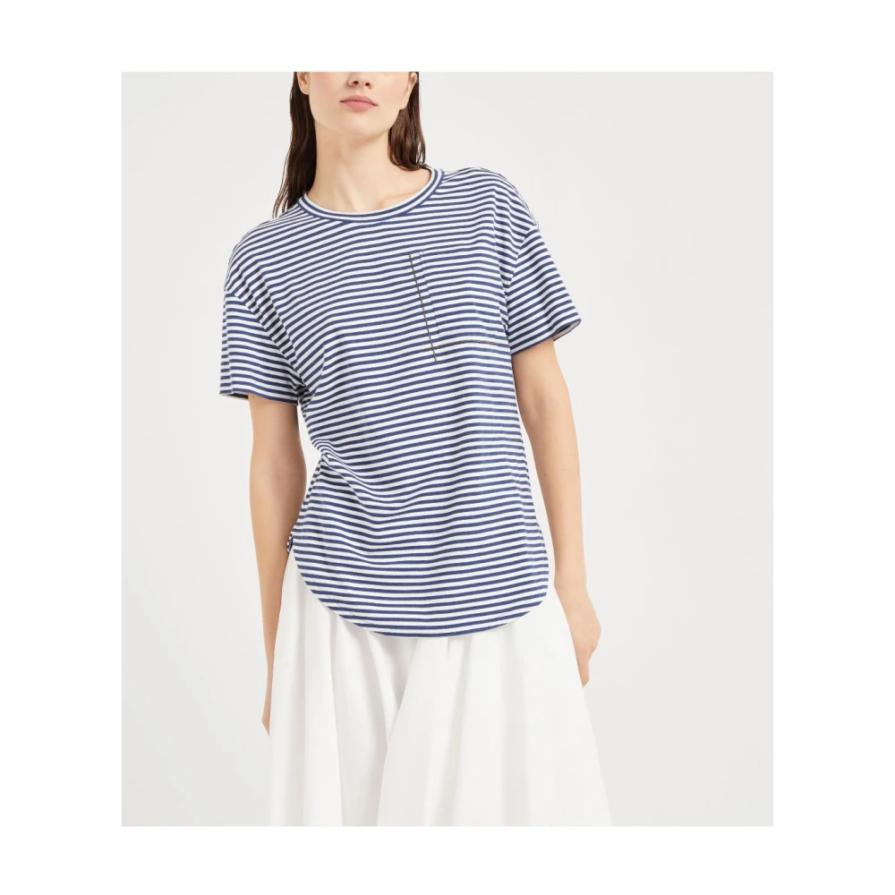 BRUNELLO CUCINELLI Stijlvolle T-shirts en Polos Blue Dames