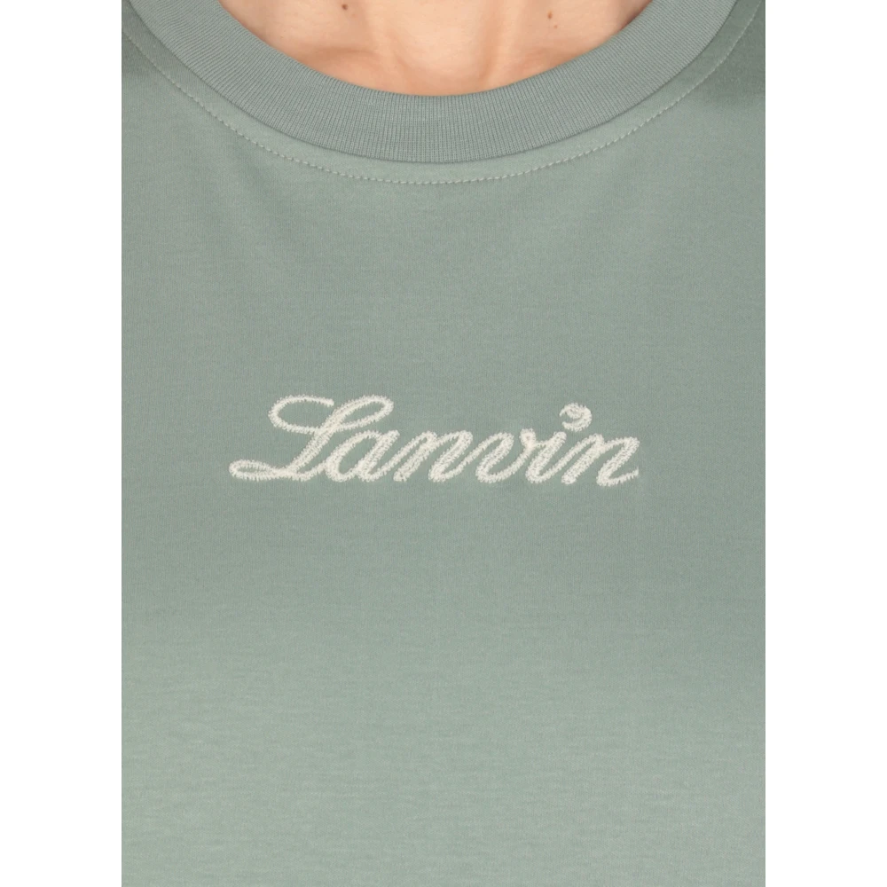 Lanvin Groen Katoenen T-shirt met Geborduurd Logo Green Dames