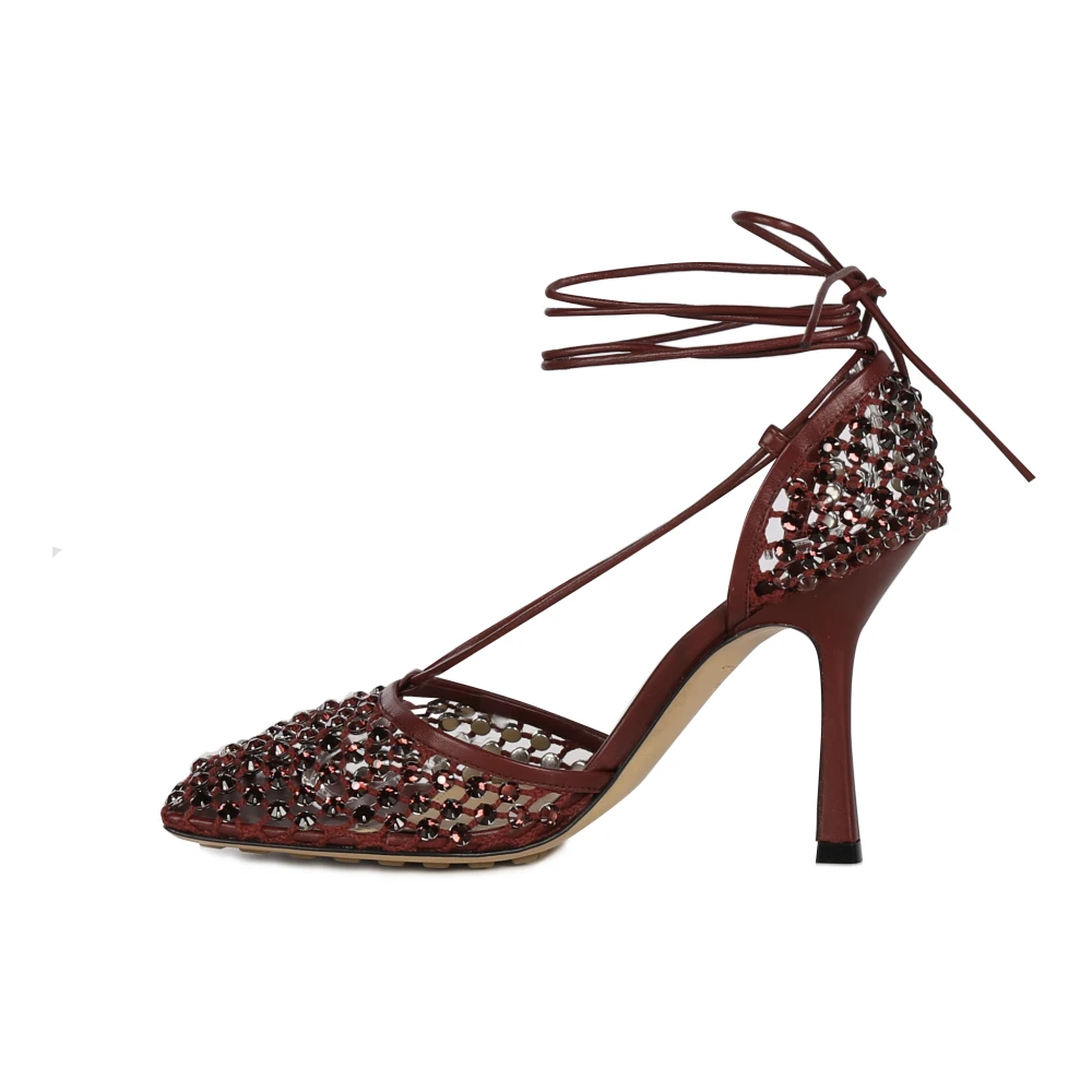 Bottega Veneta Rode Strass-versierde Sandalen Red Dames