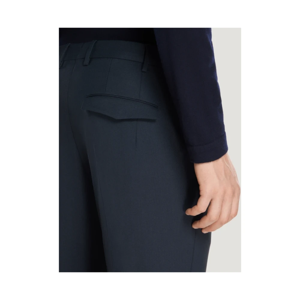 PT Torino Blauwe Wol Getailleerde Master Fit Broek Blue Heren
