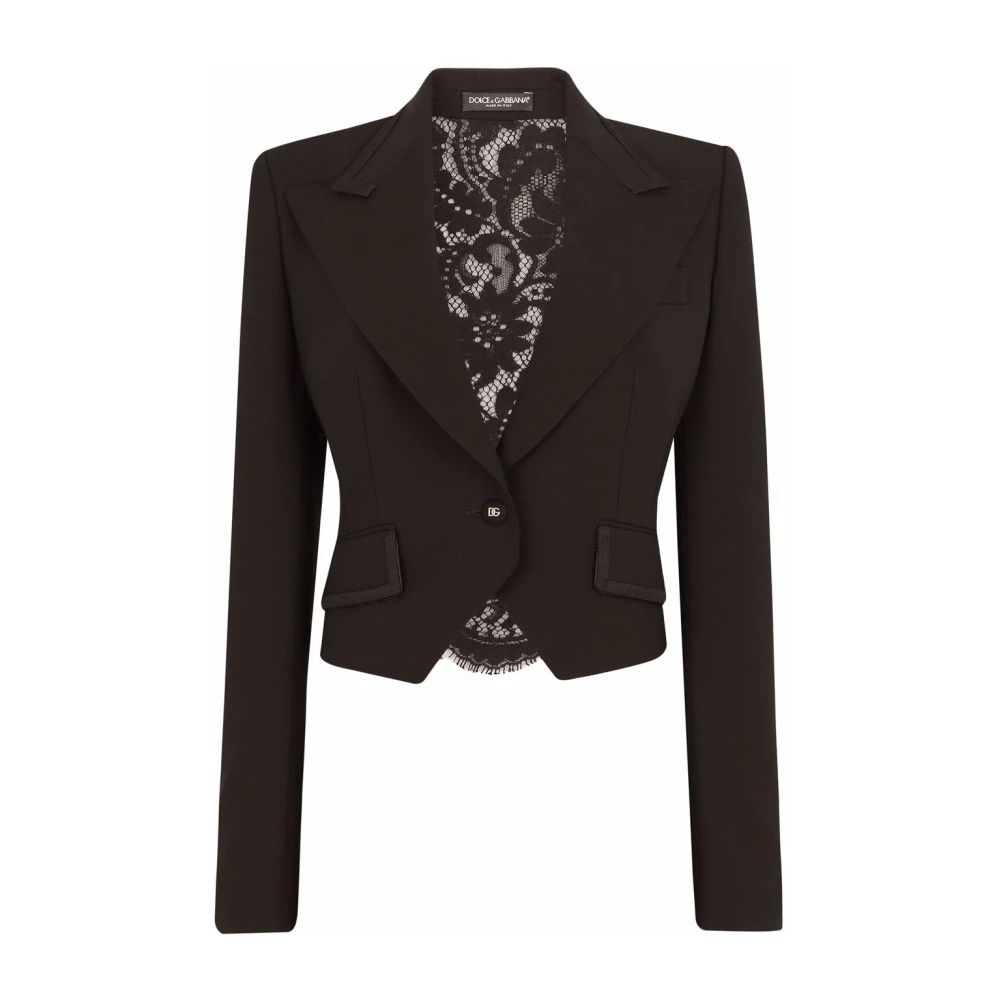 Dolce & Gabbana Bloemen Blazer Stijgende Revers Brown Dames