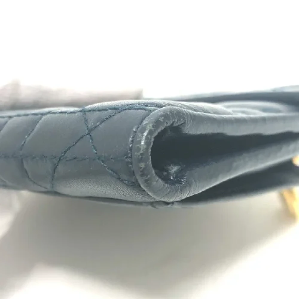 Dior Vintage Pre-owned Leather wallets Blue Dames